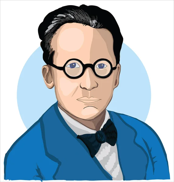 Erwin Schrodinger Vector Sketch Portrait — 스톡 벡터