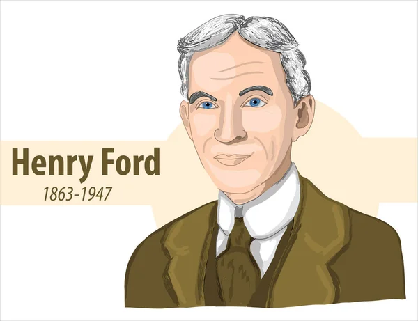 Henry Ford 1863 1947 Cartoon Vector Illustration — Stock Vector