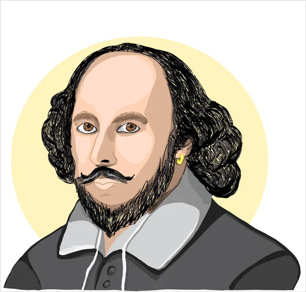 William Shakespeare Ilustração Vetorial Retrato Escritor Inglês —  Vetores de Stock