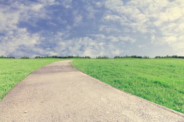 Landscap gökyüzü ve arka plan üzerinde çim