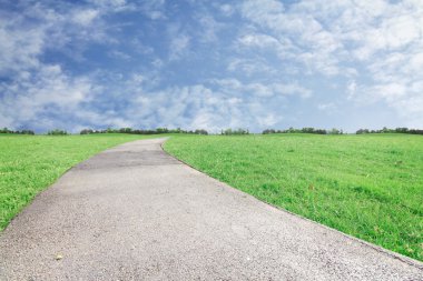 Landscap gökyüzü ve arka plan üzerinde çim