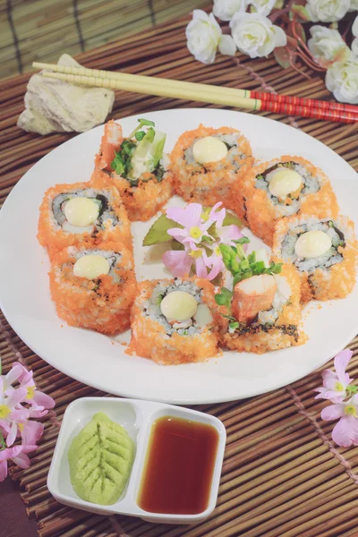The make sushi in home and take photo in studio
