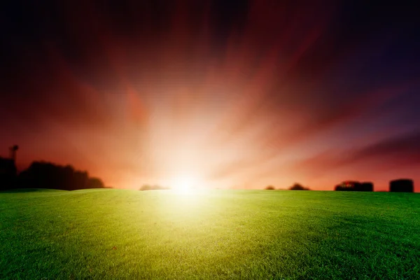 O belo campo landscap grama e céu vintage — Fotografia de Stock