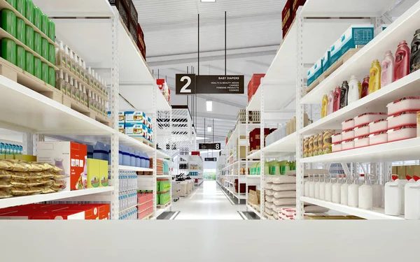 Süpermarket 3D görüntülemedeki boş raf