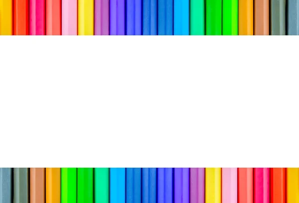 Çerçeve çok renkli renkli kalemler — Stok fotoğraf