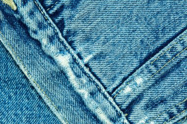 Mavi denim kumaş dikiş ile