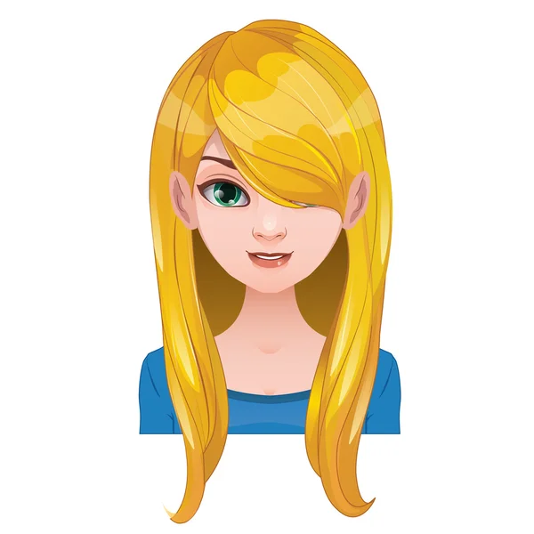 Mujer rubia con el pelo muy largo — Vector de stock