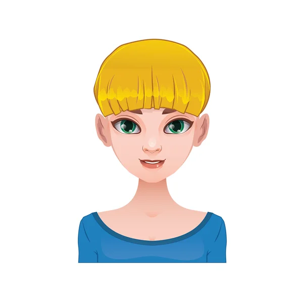 Blonde vrouw met kort haar en pony — Stockvector