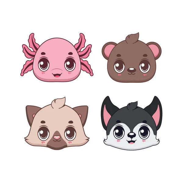 Cute Cartoon Animal Icons Collection — Stock Vector