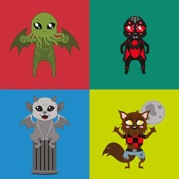 Set of 9 different Halloween monster mascots Stock Vector Image by