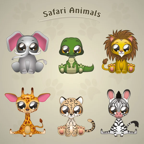 Collection de Safari animaux mignonne — Image vectorielle