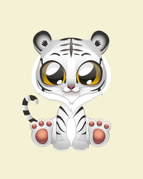 Cute White Tiger — Stock Vector