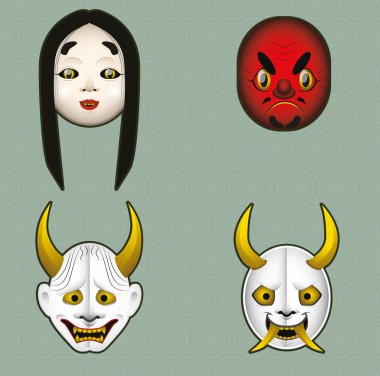 Japanese demon masks clipart