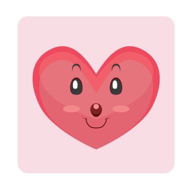 Sevimli yüzü ile kalp simgesi