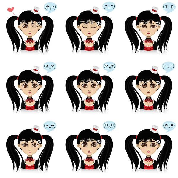 9 farklı duygular ile şirin kız