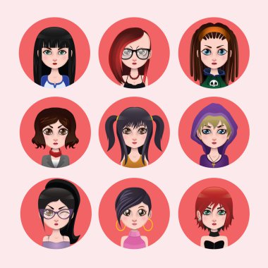 Illustrations of young women