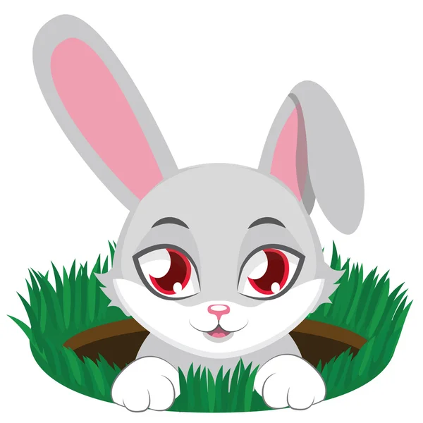 Cute bunny in rabbit hole — 스톡 벡터