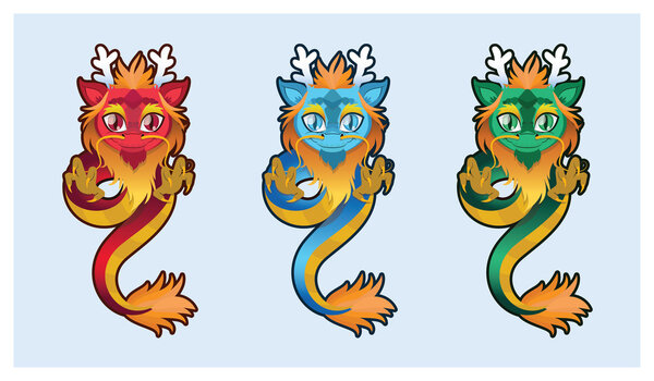 Cute Chinese dragons illustration art