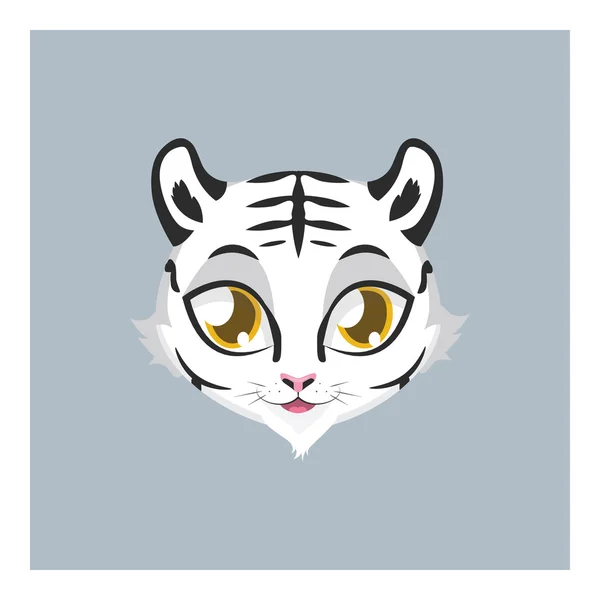 Schattig witte tijger avatar — Stockvector