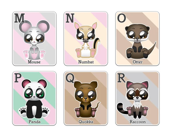 Animal alphabet cards — Stock Vector