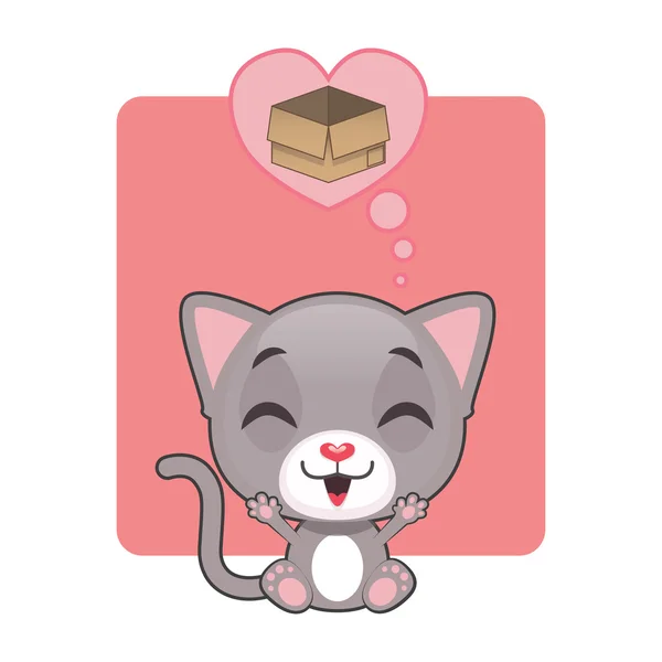 Мультяшний кошеня з коробкою — стоковий вектор