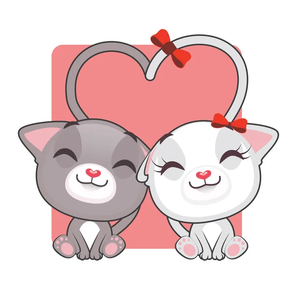 Cartoon kittens in liefde — Stockvector