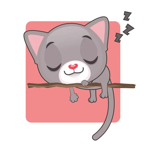 Dibujos animados gatito durmiendo — Vector de stock