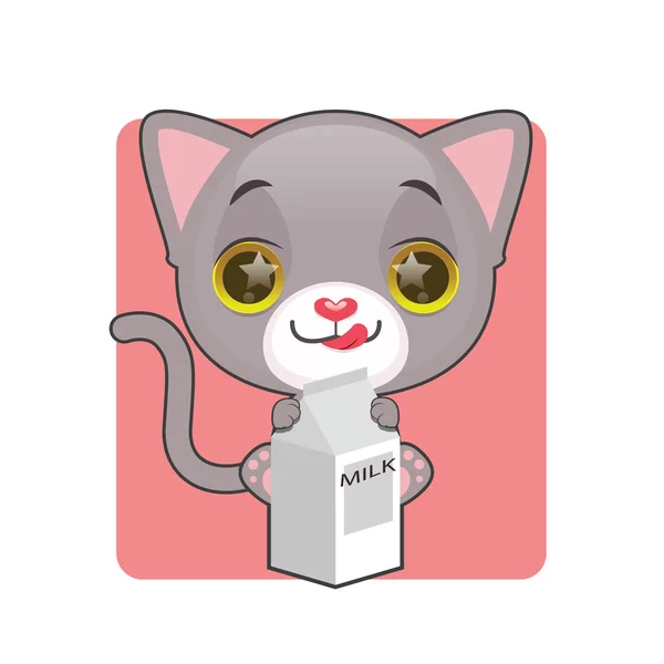 卡通小猫喝牛奶 — 图库矢量图片