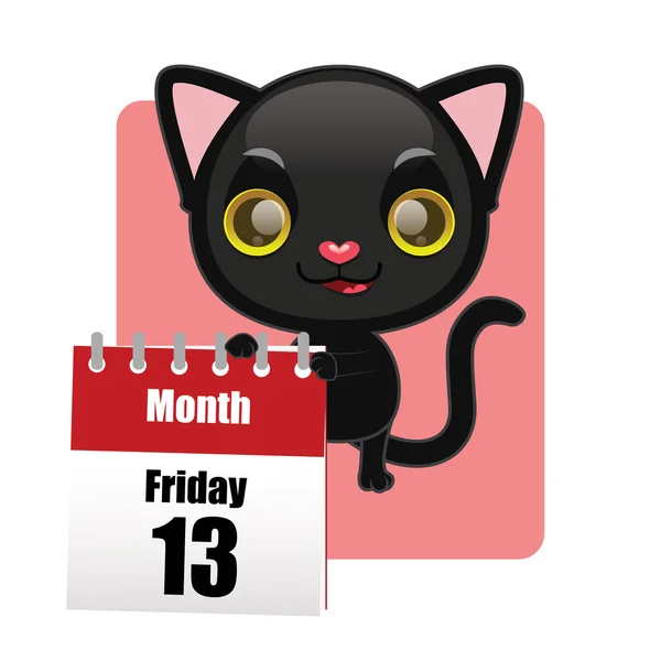Friday 13th cartoon kitten — Stock Vector