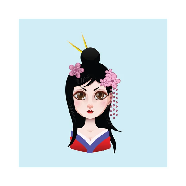 Geisha cartoon karakter — Stockvector