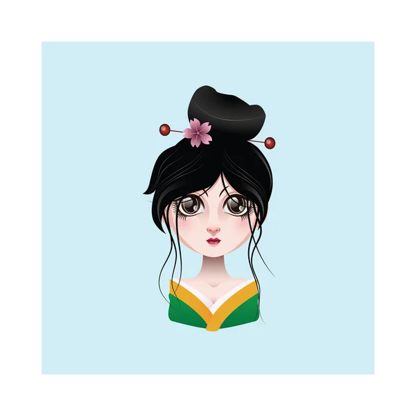 Geisha personaggio dei cartoni animati — Vettoriale Stock