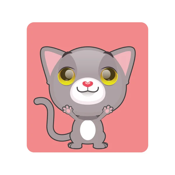 Lindo gato gris llegando hasta — Vector de stock