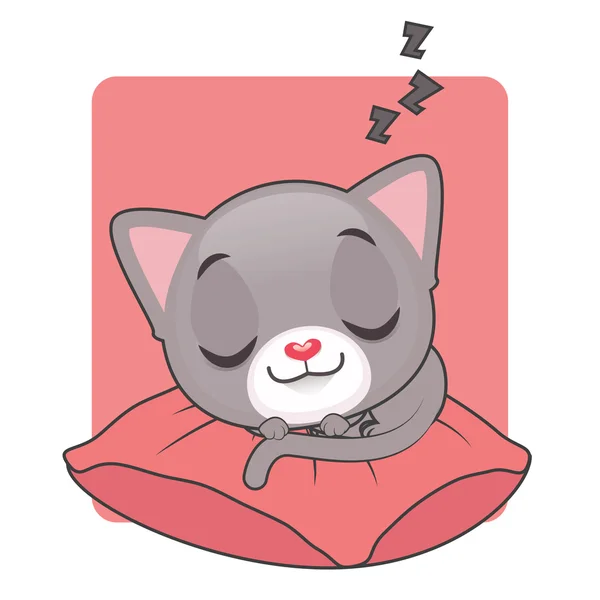 Aranyos szürke macska alszik — Stock Vector