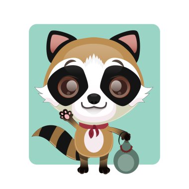 Sevimli tanuki ( rakun köpeği )