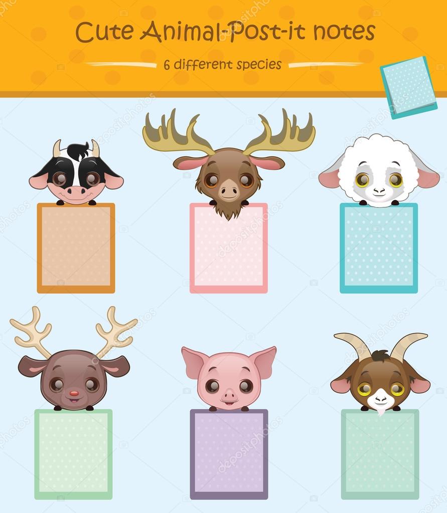 cute animal post it notes stock vector agnessz 82486884
