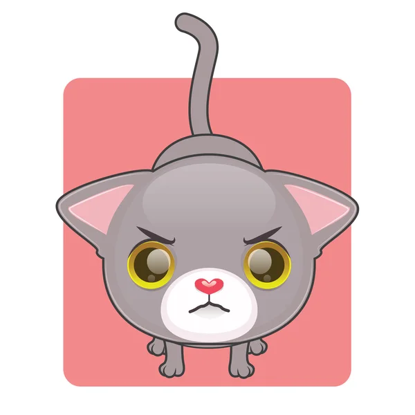 Roztomilý šedá kočka se zlobit — Stockový vektor