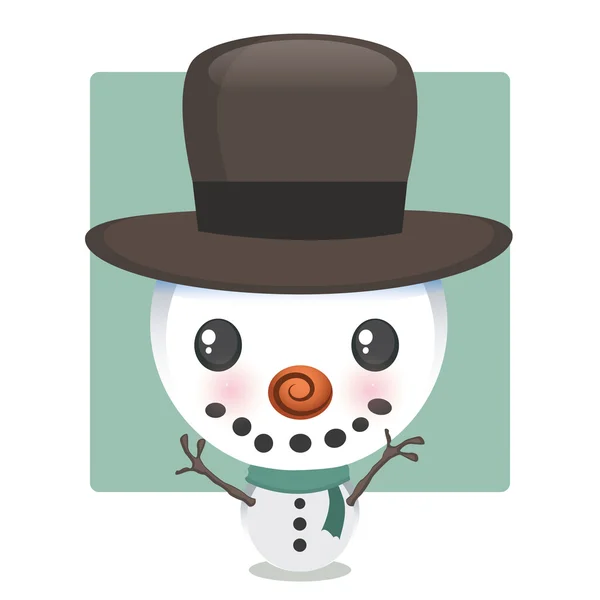 Schattig sneeuwpop illustratie met eenvoudige achtergrond — Stockvector