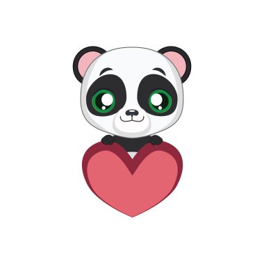 Sevimli panda bir kalp tutan