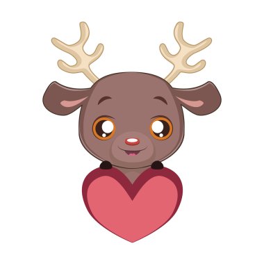 Bir kalp tutan şirin Ren geyiği