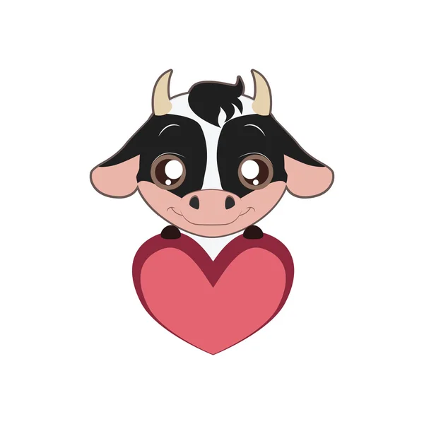 Мила корова тримає серце — стоковий вектор