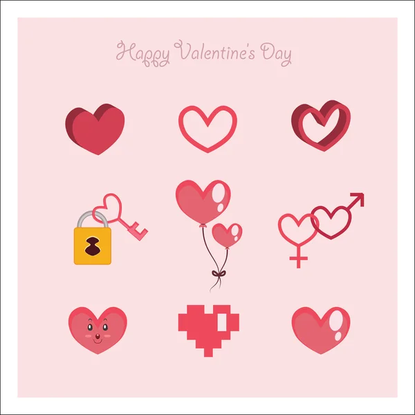 9 variants of Valentine's Day hearts — Stock Vector