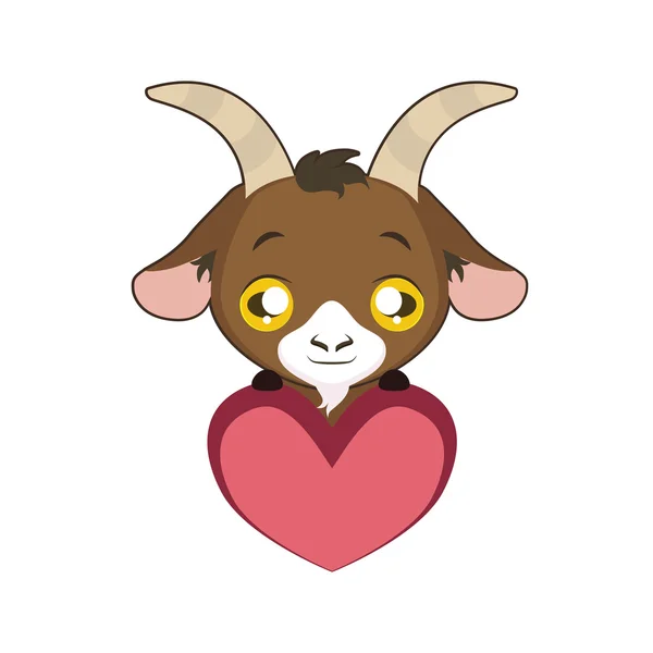 Cute goat holding a heart — Stock Vector