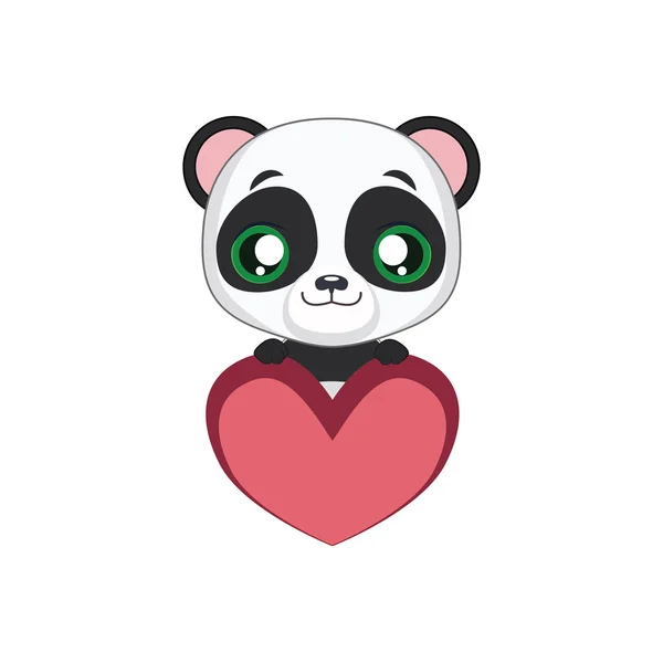 Niedlicher Panda hält ein Herz — Stockvektor