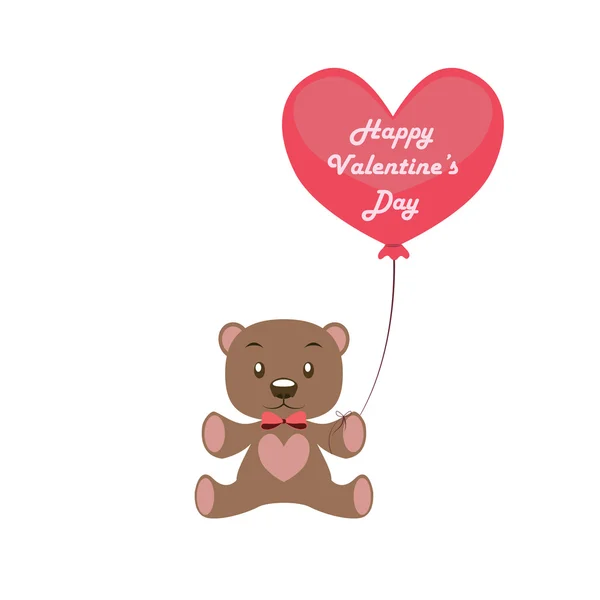 Día de San Valentín oso de peluche — Vector de stock