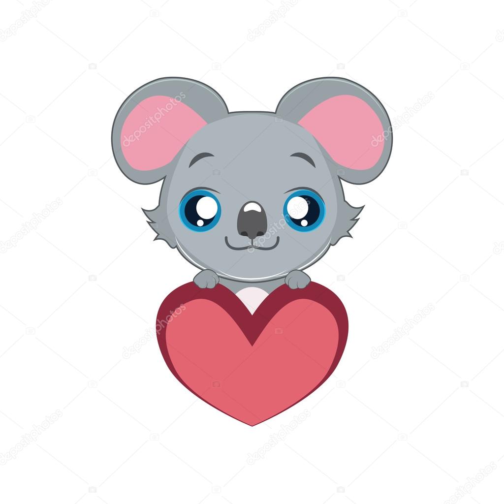 Stock Illustration Cute Koala Holding A Heart
