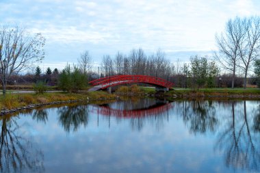 Parktaki nehrin üzerindeki köprü.
