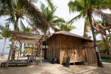 Tropikal bölgedeki sahil kulübesinde.