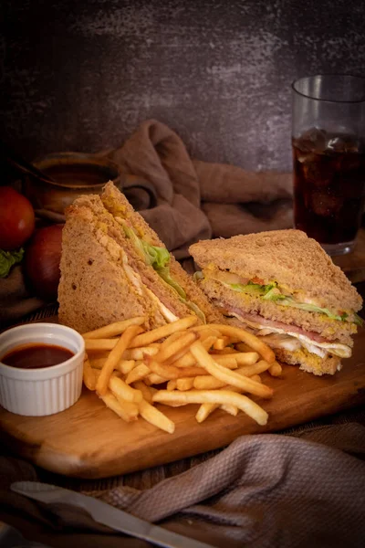 Classic Clubhouse Sandwich Fries — Stock Photo, Image