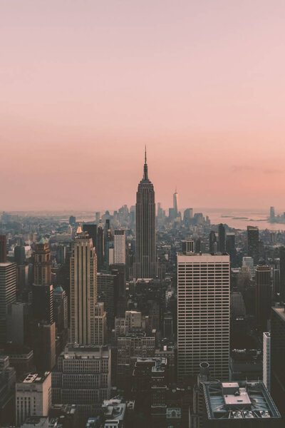 Image of the Empire state building during sunset, NYC, United States of America.