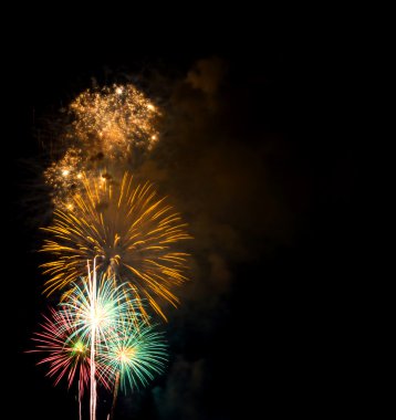 Çiçek açan havai fişek kutlama gece rengini karışık